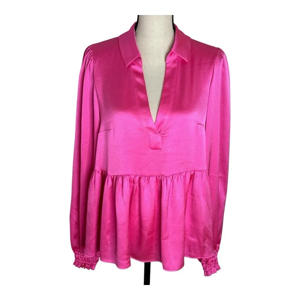 Lilly Pulitzer‎ Jaylene Dark Pink Party Puff Long Sleeve Jacquard Size 10